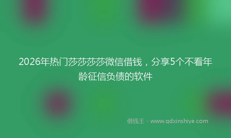 2026年热门莎莎莎莎微信借钱，分享5个不看年龄征信负债的软件