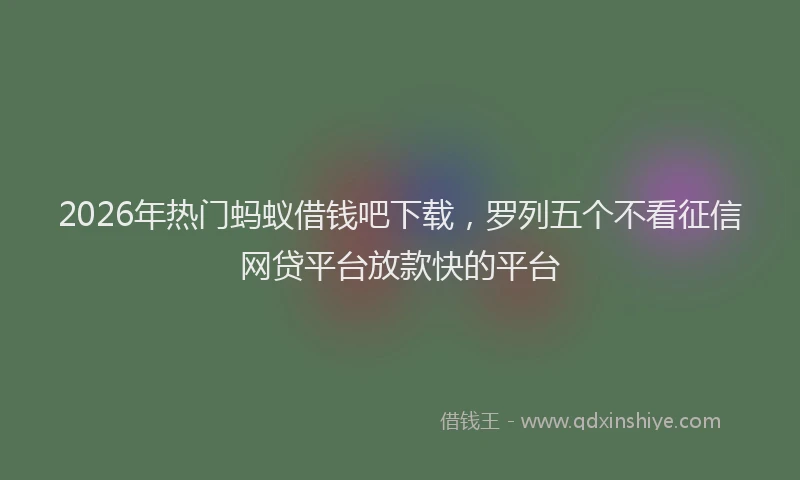2026年热门蚂蚁借钱吧下载，罗列五个不看征信网贷平台放款快的平台