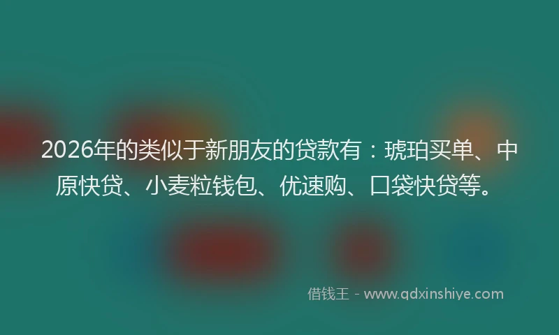 2026年的类似于新朋友的贷款有：琥珀买单、中原快贷、小麦粒钱包、优速购、口袋快贷等。