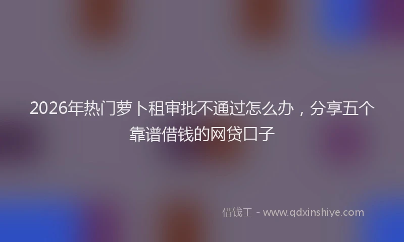 2026年热门萝卜租审批不通过怎么办，分享五个靠谱借钱的网贷口子