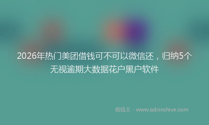 2026年热门美团借钱可不可以微信还,归纳5个无视逾期大数据花户黑户软件