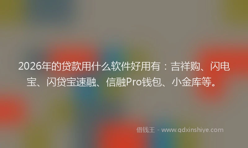 2026年的贷款用什么软件好用有：吉祥购、闪电宝、闪贷宝速融、信融Pro钱包、小金库等。