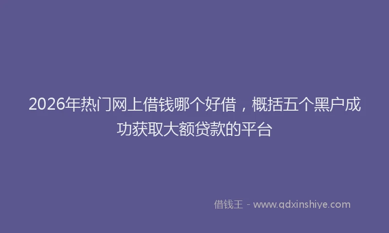 2026年热门网上借钱哪个好借，概括五个黑户成功获取大额贷款的平台