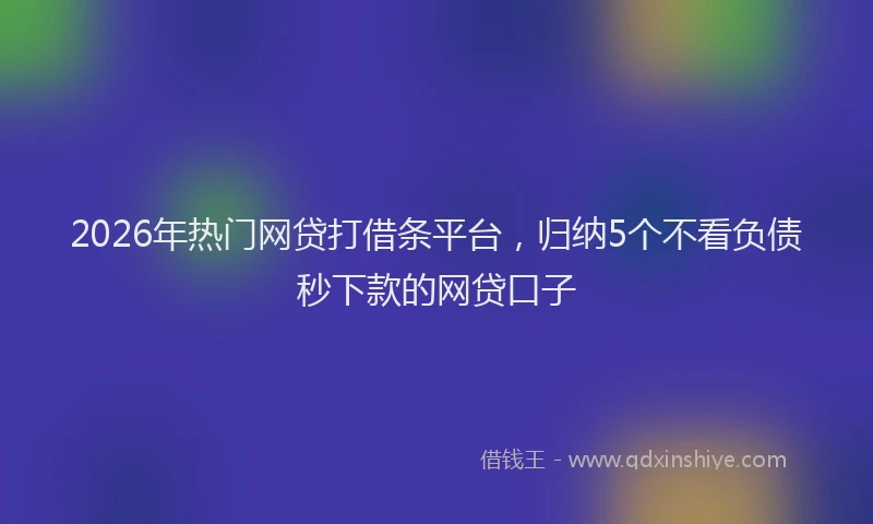 2026年热门网贷打借条平台，归纳5个不看负债秒下款的网贷口子