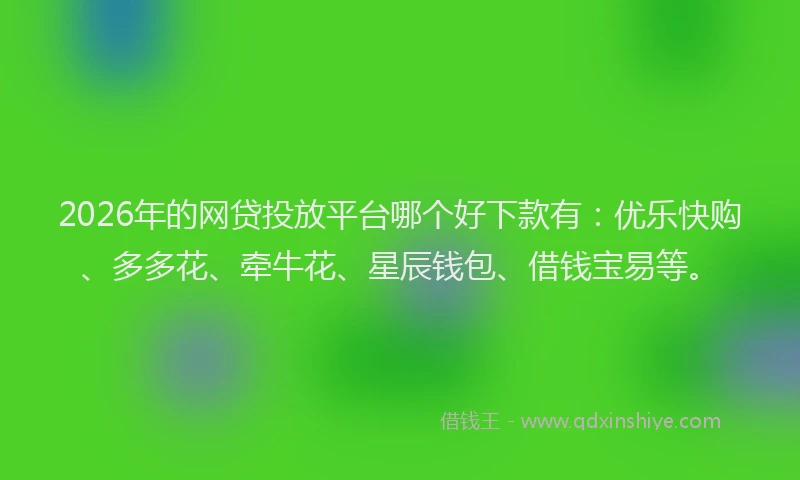 2026年的网贷投放平台哪个好下款有：优乐快购、多多花、牵牛花、星辰钱包、借钱宝易等。