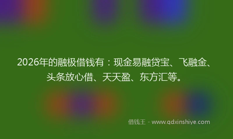 2026年的融极借钱有：现金易融贷宝、飞融金、头条放心借、天天盈、东方汇等。