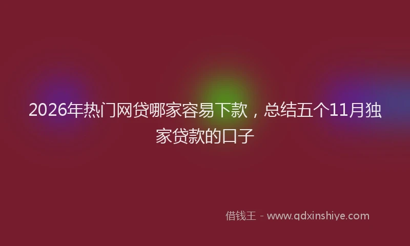 2026年热门网贷哪家容易下款，总结五个11月独家贷款的口子