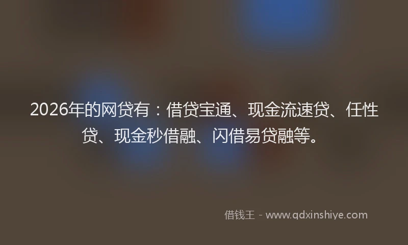 2026年的网贷有：借贷宝通、现金流速贷、任性贷、现金秒借融、闪借易贷融等。