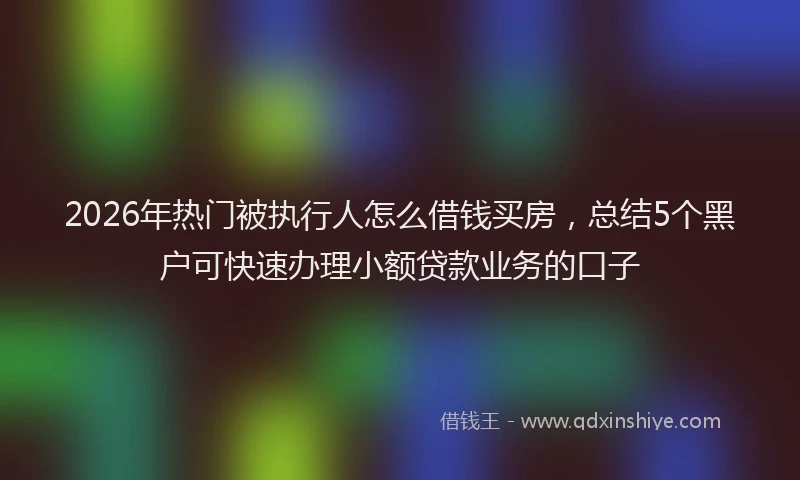 2026年热门被执行人怎么借钱买房，总结5个黑户可快速办理小额贷款业务的口子
