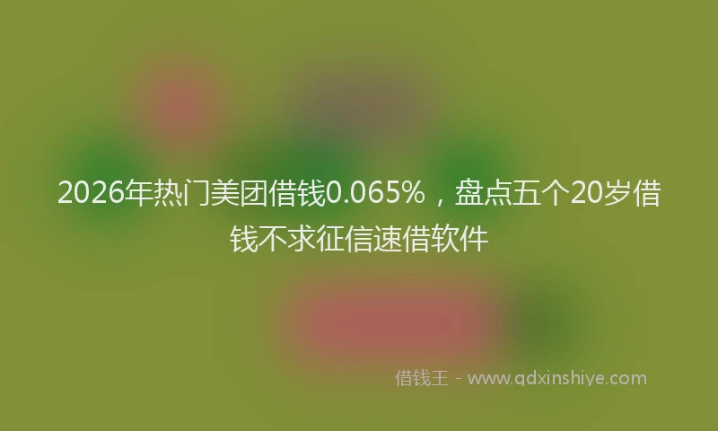 2026年热门美团借钱0.065%，盘点五个20岁借钱不求征信速借软件