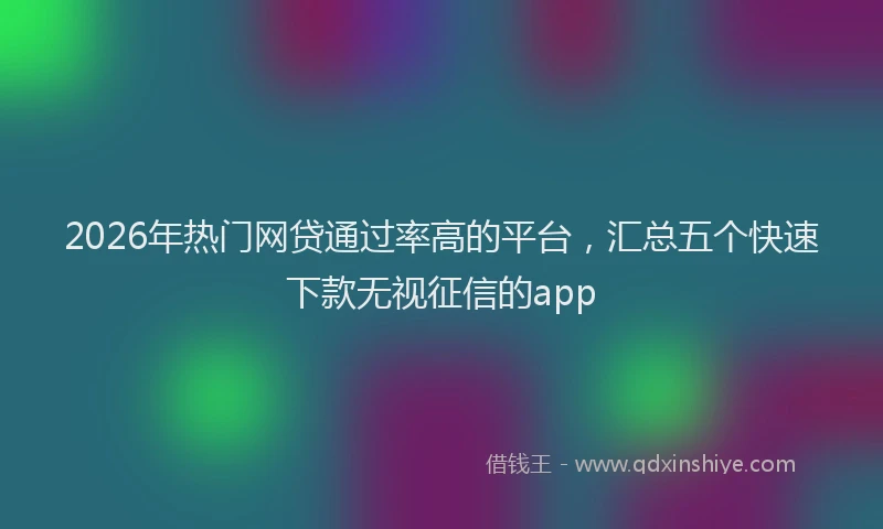 2026年热门网贷通过率高的平台,汇总五个快速下款无视征信的app