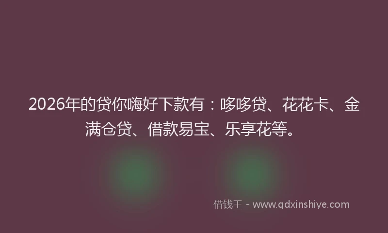 2026年的贷你嗨好下款有：哆哆贷、花花卡、金满仓贷、借款易宝、乐享花等。