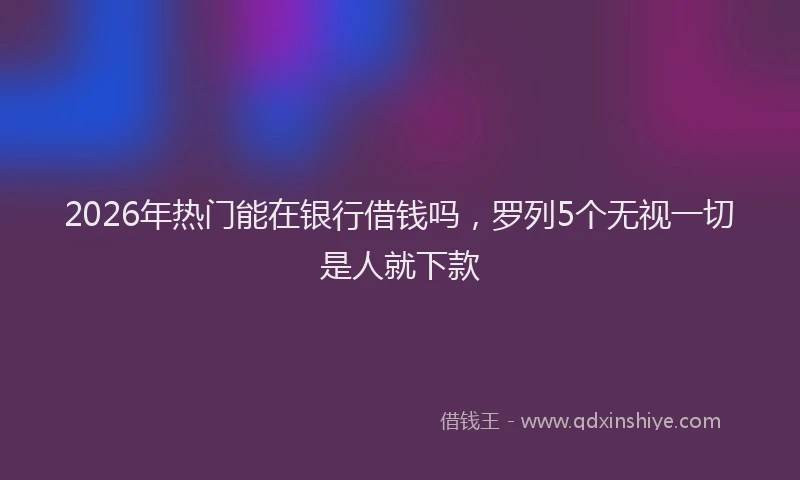 2026年热门能在银行借钱吗，罗列5个无视一切是人就下款
