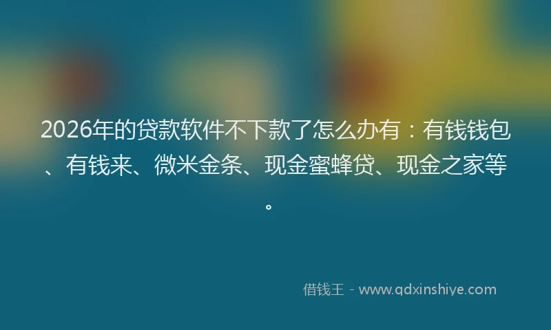 2026年的贷款软件不下款了怎么办有：有钱钱包、有钱来、微米金条、现金蜜蜂贷、现金之家等。