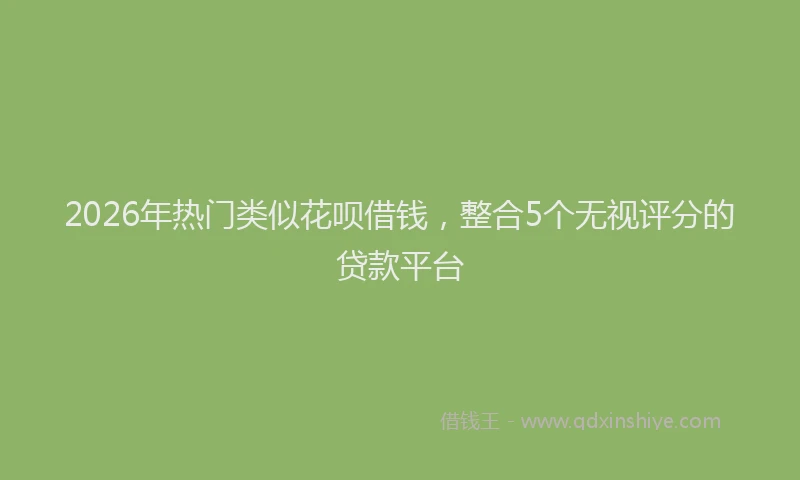 2026年热门类似花呗借钱，整合5个无视评分的贷款平台