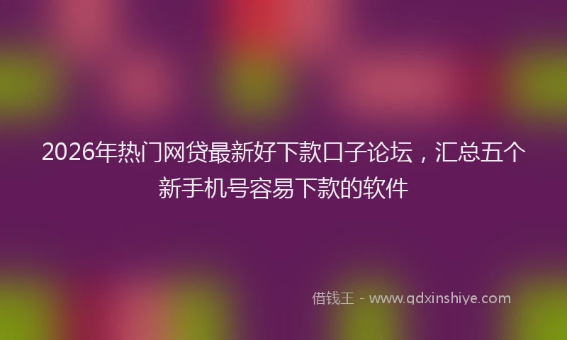 2026年热门网贷最新好下款口子论坛，汇总五个新手机号容易下款的软件