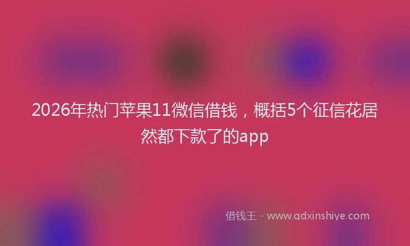 2026年热门苹果11微信借钱，概括5个征信花居然都下款了的app