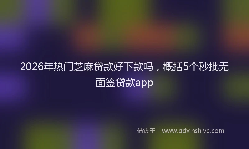 2026年热门芝麻贷款好下款吗，概括5个秒批无面签贷款app