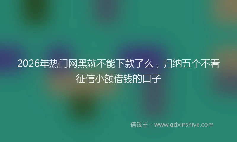 2026年热门网黑就不能下款了么，归纳五个不看征信小额借钱的口子