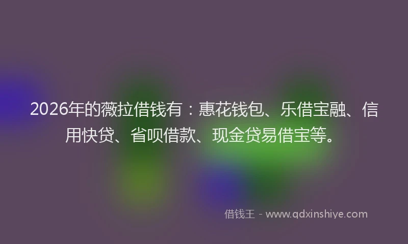 2026年的薇拉借钱有：惠花钱包、乐借宝融、信用快贷、省呗借款、现金贷易借宝等。