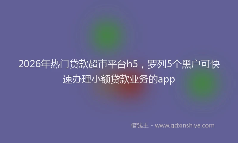2026年热门贷款超市平台h5，罗列5个黑户可快速办理小额贷款业务的app