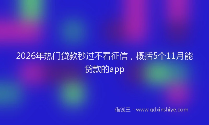 2026年热门贷款秒过不看征信，概括5个11月能贷款的app