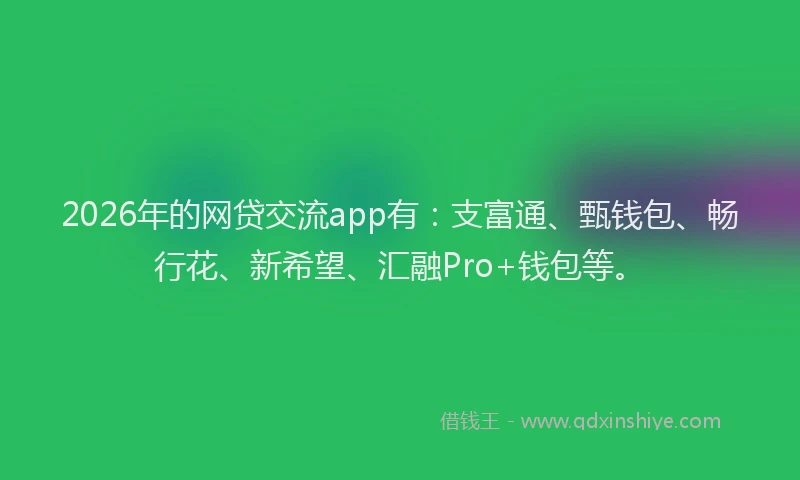 2026年的网贷交流app有：支富通、甄钱包、畅行花、新希望、汇融Pro+钱包等。