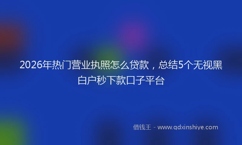 2026年热门营业执照怎么贷款,总结5个无视黑白户秒下款口子平台