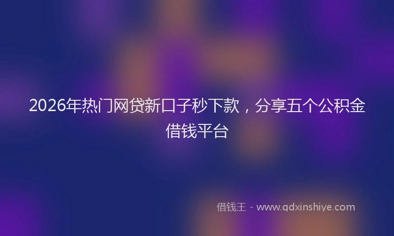 2026年热门网贷新口子秒下款，分享五个公积金借钱平台