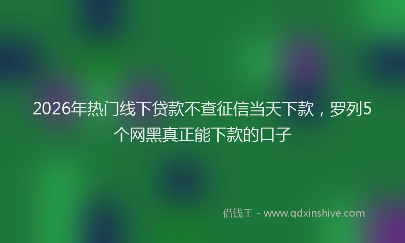 2026年热门线下贷款不查征信当天下款,罗列5个网黑真正能下款的口子