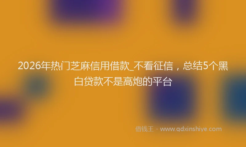 2026年热门芝麻信用借款_不看征信，总结5个黑白贷款不是高炮的平台