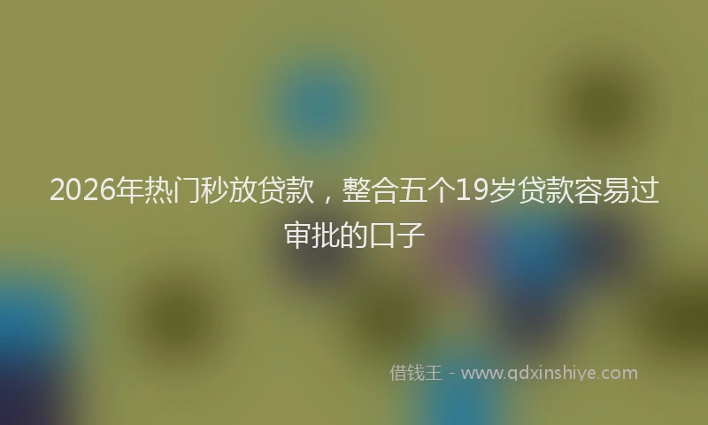2026年热门秒放贷款，整合五个19岁贷款容易过审批的口子