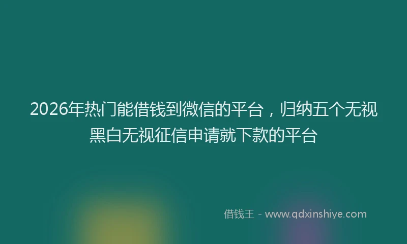 2026年热门能借钱到微信的平台，归纳五个无视黑白无视征信申请就下款的平台
