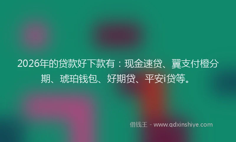 2026年的贷款好下款有：现金速贷、翼支付橙分期、琥珀钱包、好期贷、平安i贷等。
