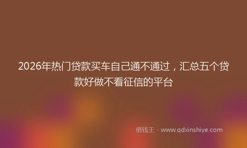 2026年热门贷款买车自己通不通过，汇总五个贷款好做不看征信的平台