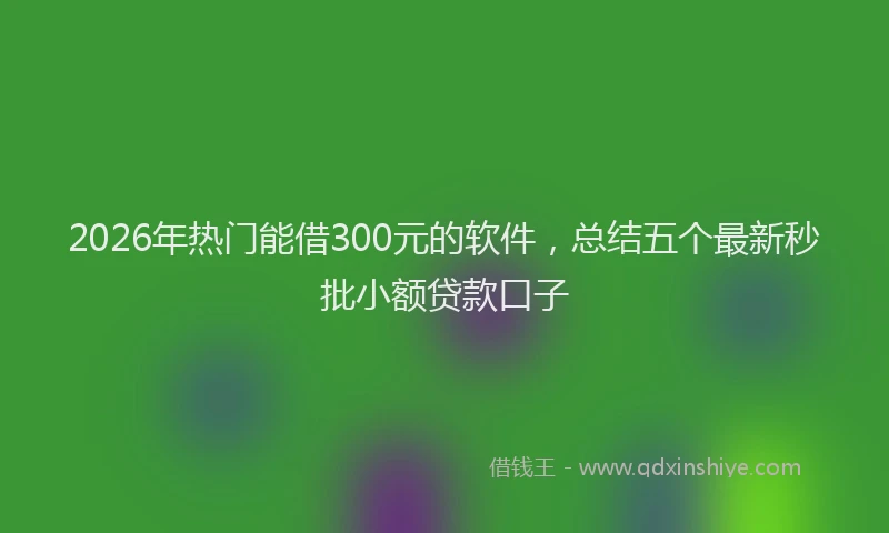 2026年热门能借300元的软件，总结五个最新秒批小额贷款口子