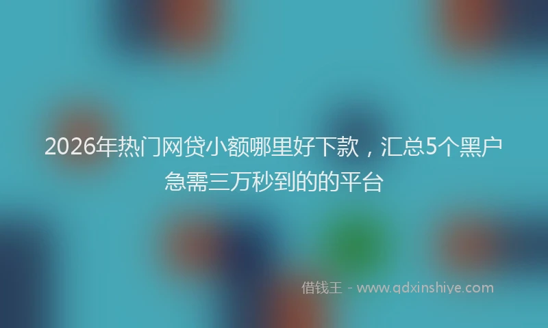 2026年热门网贷小额哪里好下款，汇总5个黑户急需三万秒到的的平台