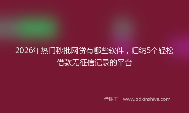 2026年热门秒批网贷有哪些软件，归纳5个轻松借款无征信记录的平台