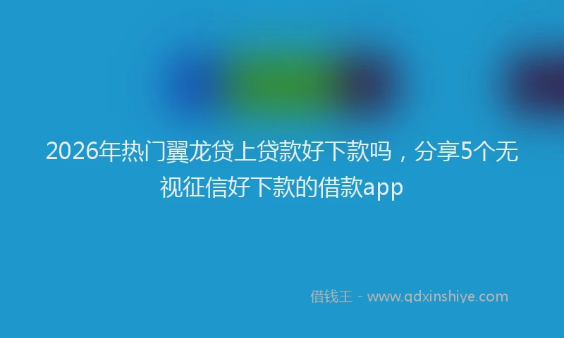 2026年热门翼龙贷上贷款好下款吗，分享5个无视征信好下款的借款app
