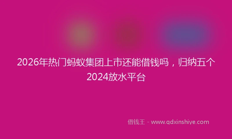 2026年热门蚂蚁集团上市还能借钱吗，归纳五个2024放水平台
