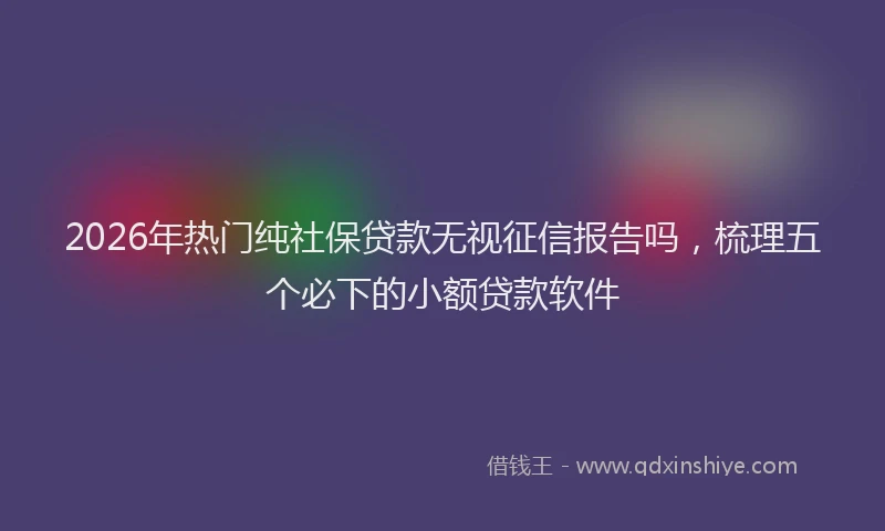 2026年热门纯社保贷款无视征信报告吗，梳理五个必下的小额贷款软件