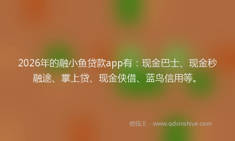 2026年的融小鱼贷款app有：现金巴士、现金秒融途、掌上贷、现金侠借、蓝鸟信用等。