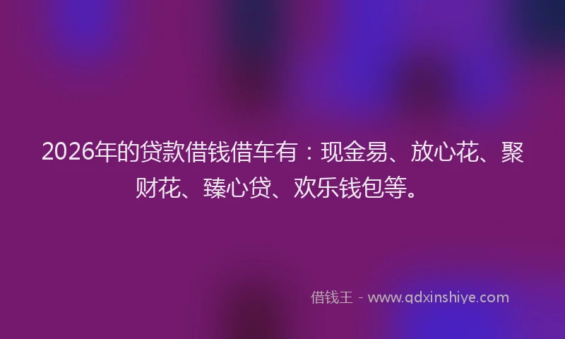 2026年的贷款借钱借车有：现金易、放心花、聚财花、臻心贷、欢乐钱包等。