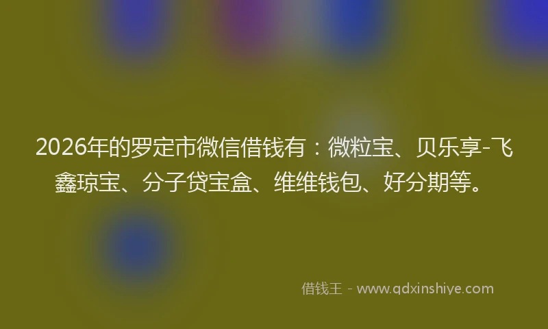 2026年的罗定市微信借钱有：微粒宝、贝乐享-飞鑫琼宝、分子贷宝盒、维维钱包、好分期等。