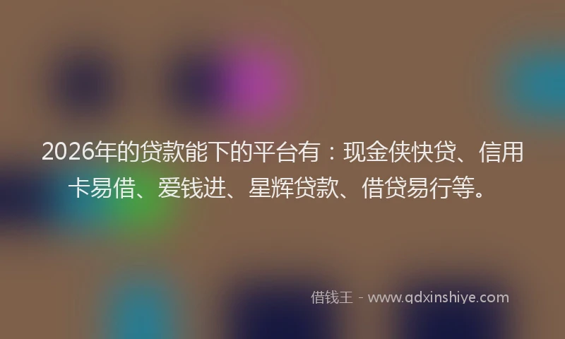 2026年的贷款能下的平台有：现金侠快贷、信用卡易借、爱钱进、星辉贷款、借贷易行等。
