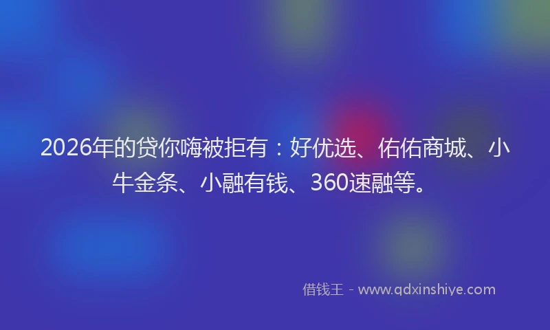 2026年的贷你嗨被拒有：好优选、佑佑商城、小牛金条、小融有钱、360速融等。
