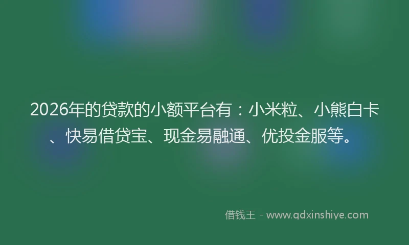 2026年的贷款的小额平台有：小米粒、小熊白卡、快易借贷宝、现金易融通、优投金服等。