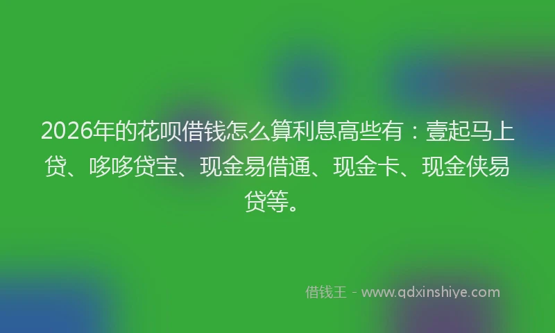 2026年的花呗借钱怎么算利息高些有：壹起马上贷、哆哆贷宝、现金易借通、现金卡、现金侠易贷等。