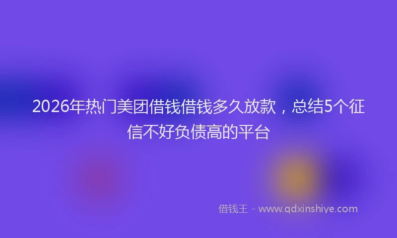 2026年热门美团借钱借钱多久放款，总结5个征信不好负债高的平台