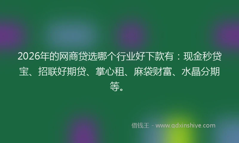 2026年的网商贷选哪个行业好下款有：现金秒贷宝、招联好期贷、掌心租、麻袋财富、水晶分期等。